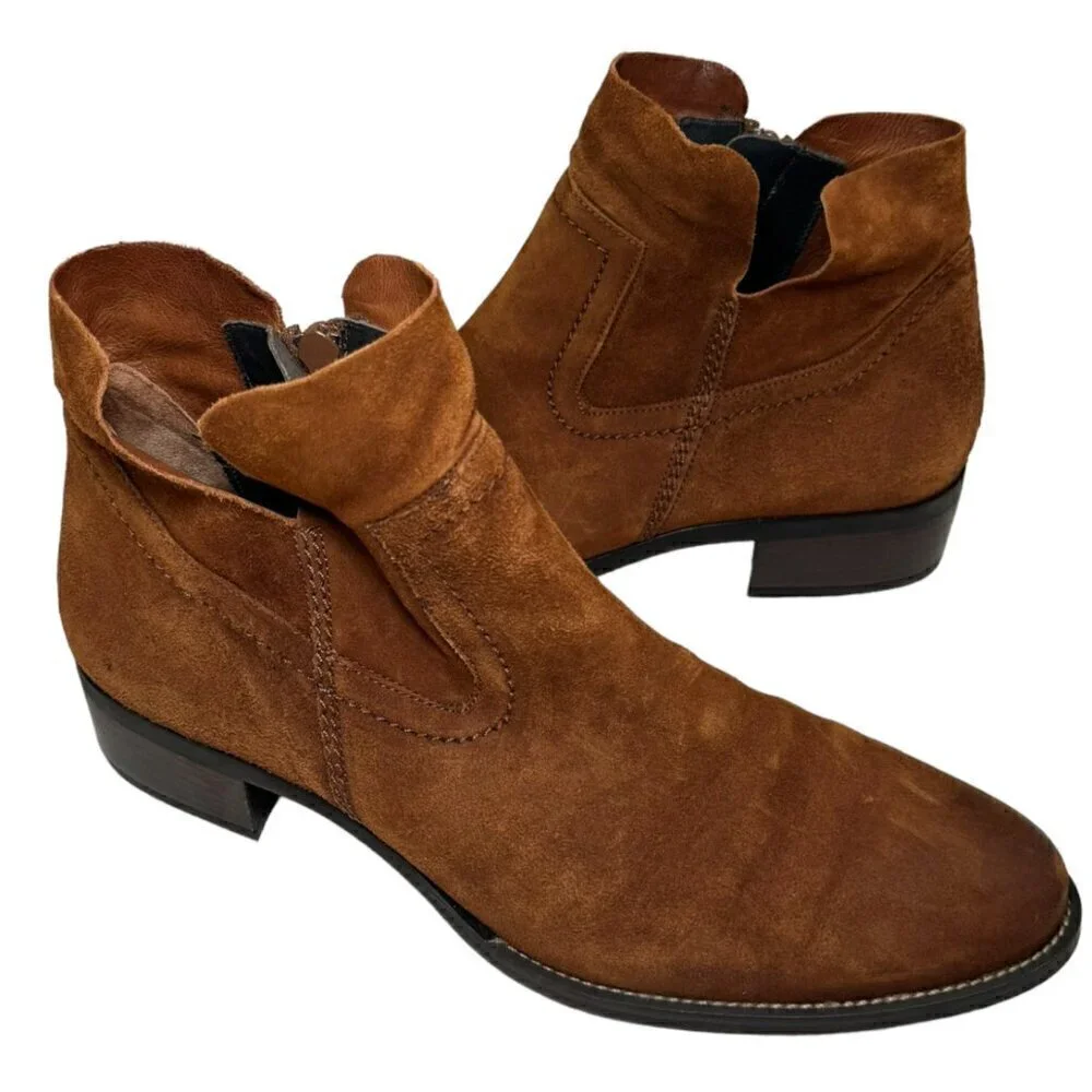 Paul Green Women Nicole Brown Suede Western‎ Boots size 9.5 US  New